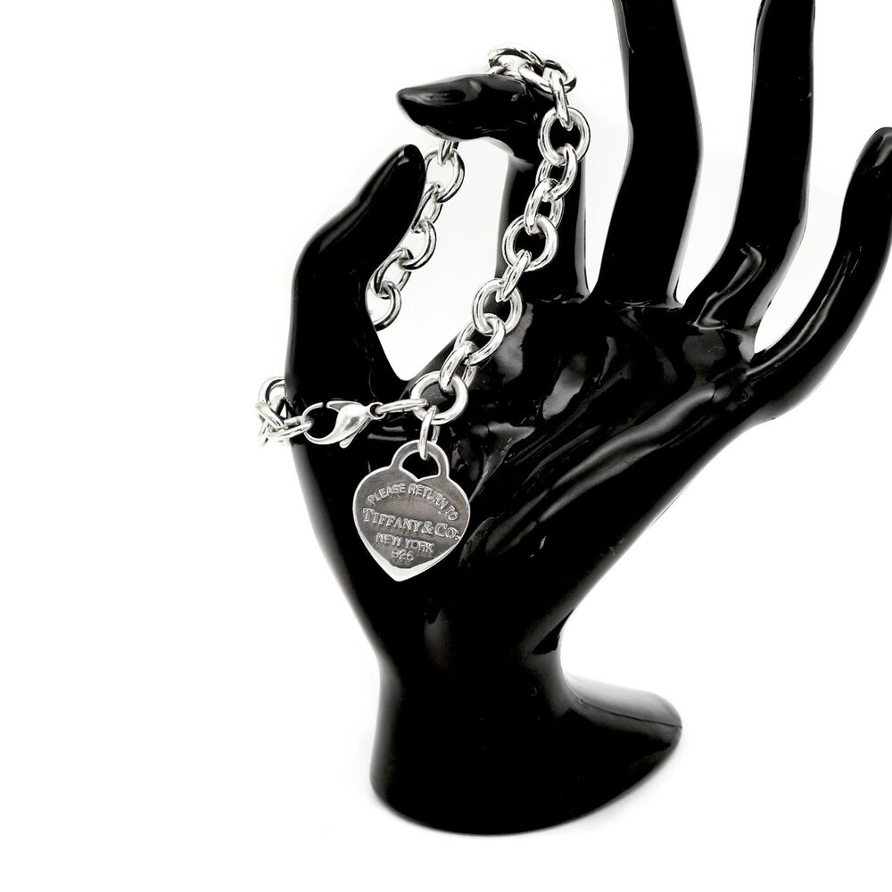 Tiffany & Co. 925 Silver Return to Tiffany Heart Tag Charm Bracelet